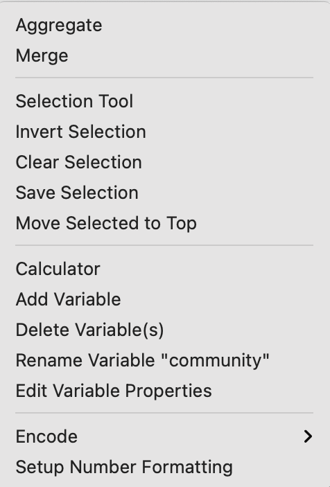 Table options