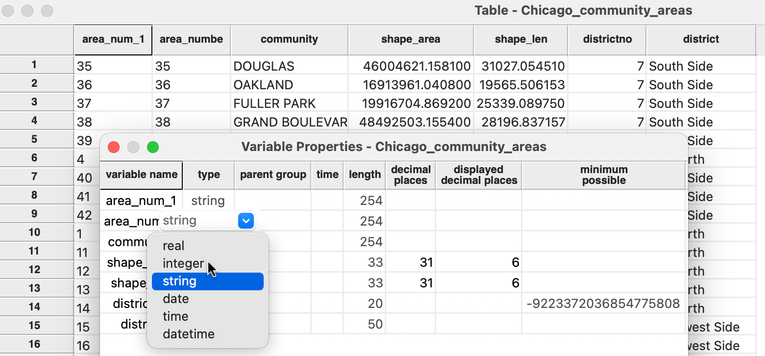 Edit variable properties