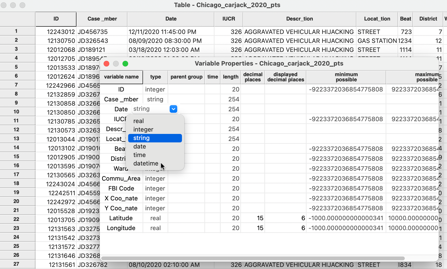 Create a date/time variable