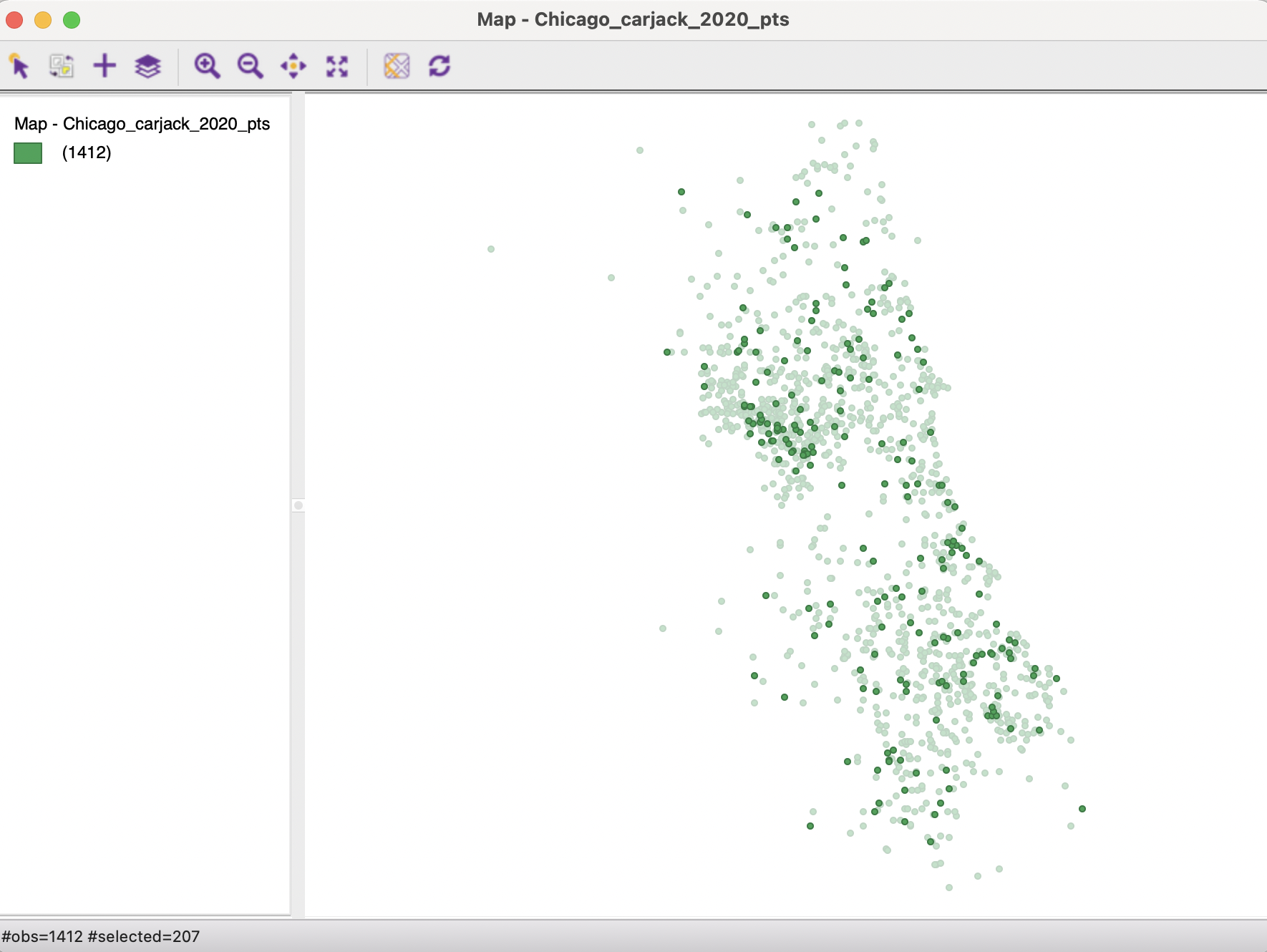 Selected observations in themeless map