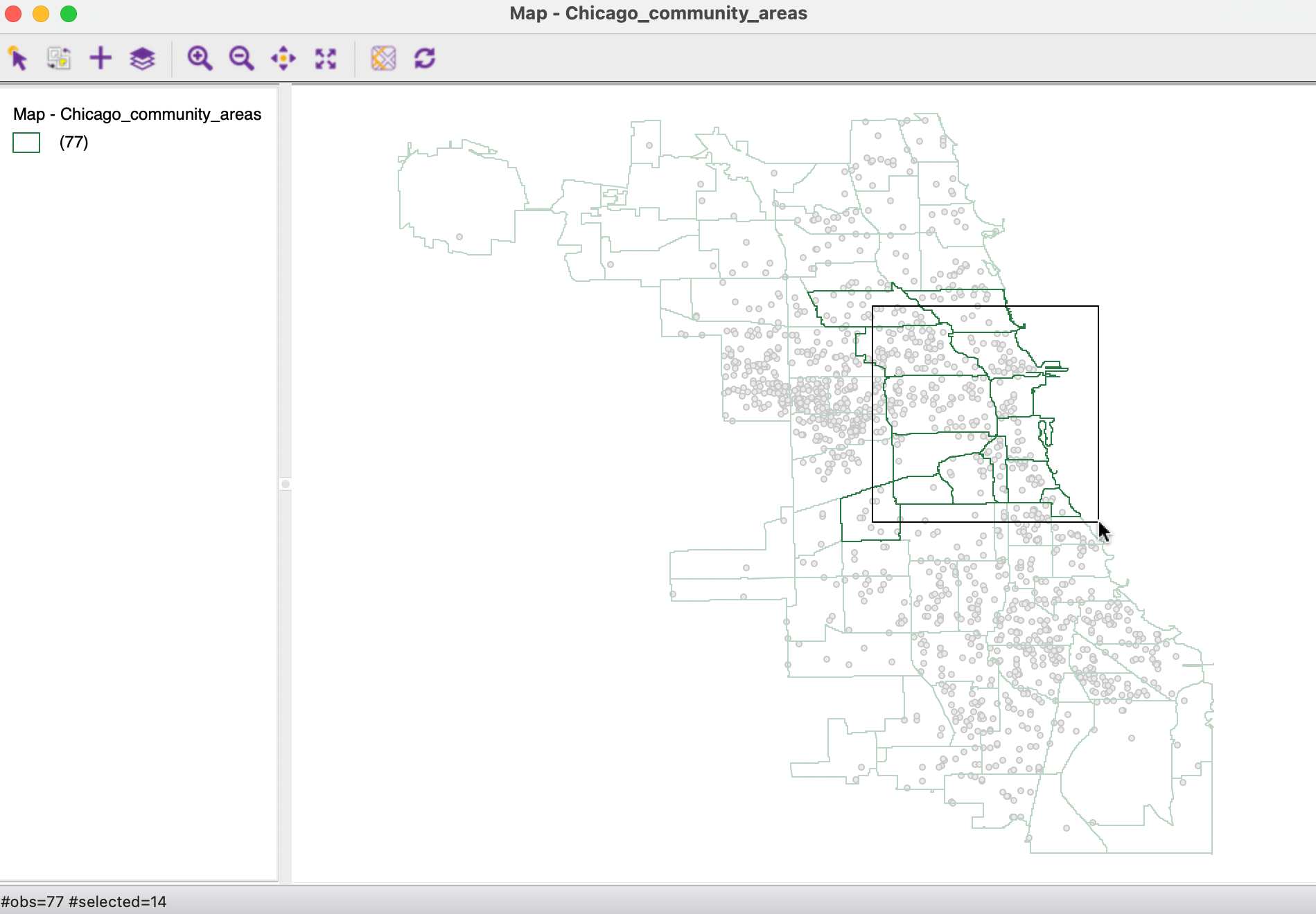 Select on current map layer (community areas)