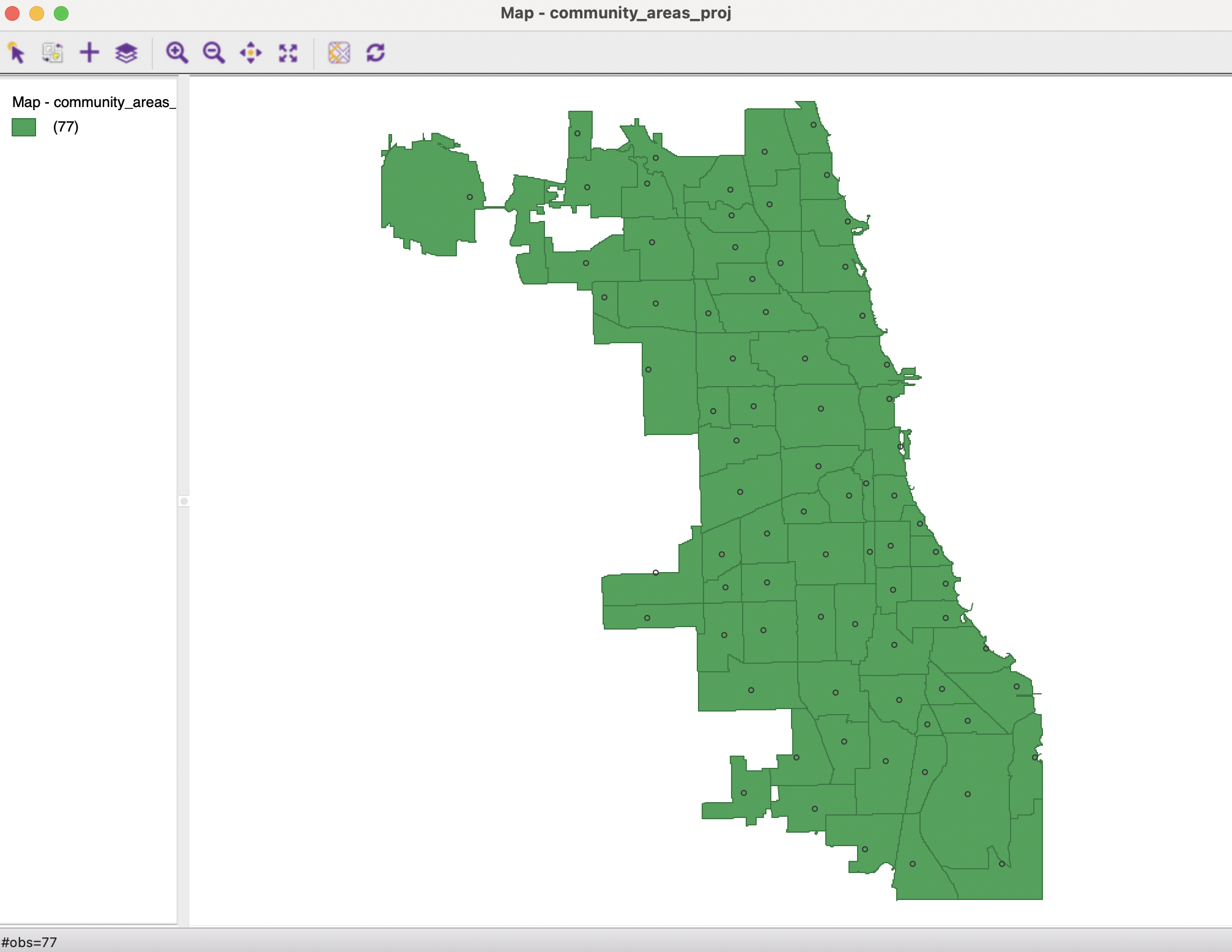 Display mean centers on map