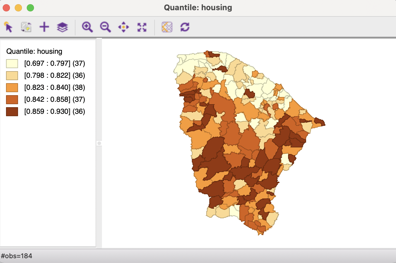 Quintile map for housing index, Ceará