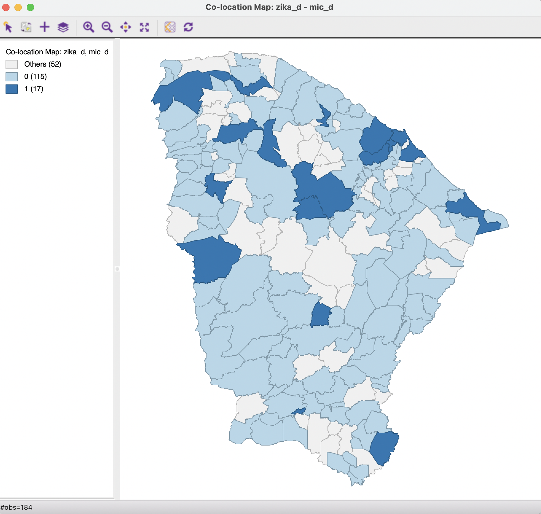 Co-location map, Zika and Microcephaly incidence