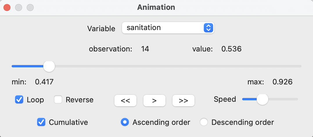 Animation control panel