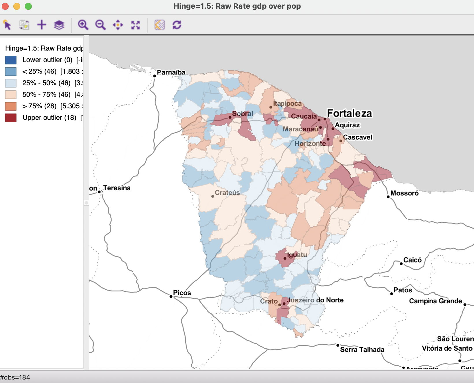 GDP per capita as a rate map