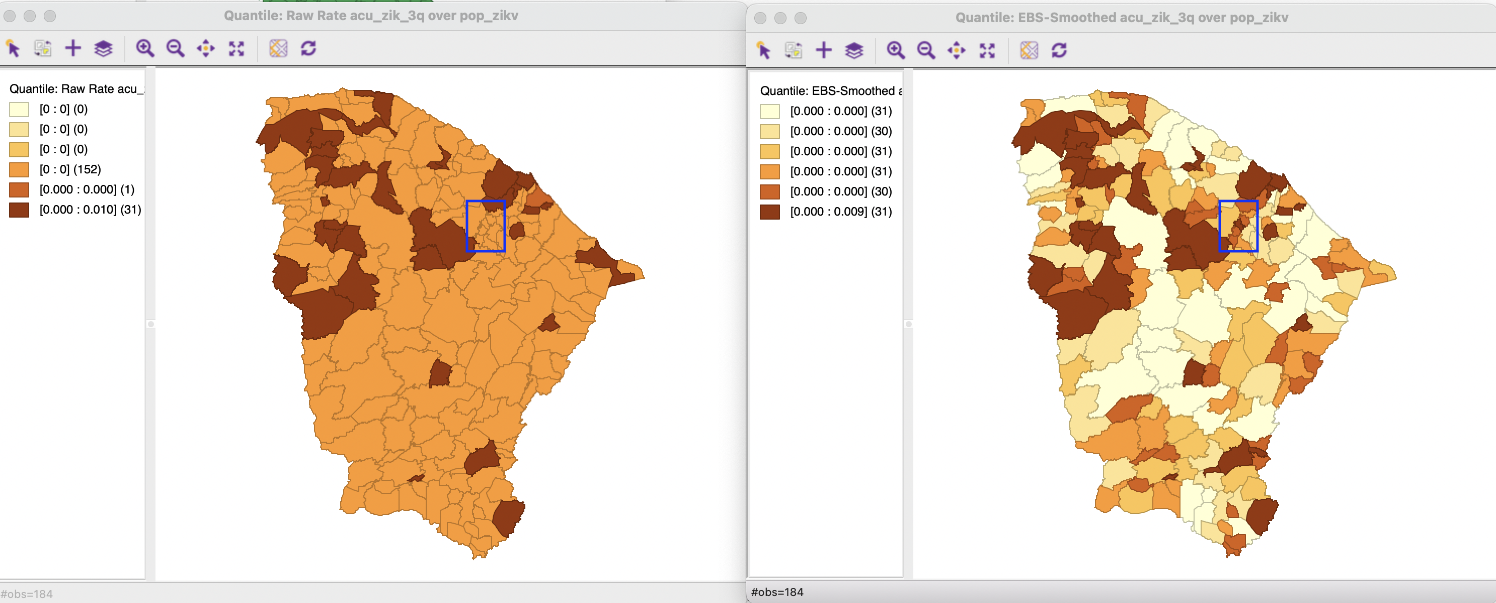 Crude and EB rate map