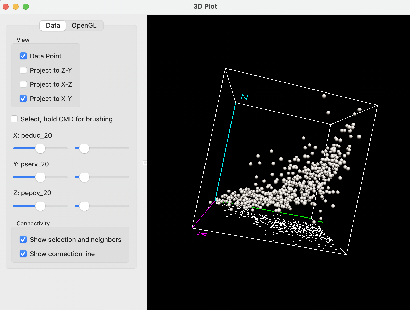 Interacting with 3D scatter plot