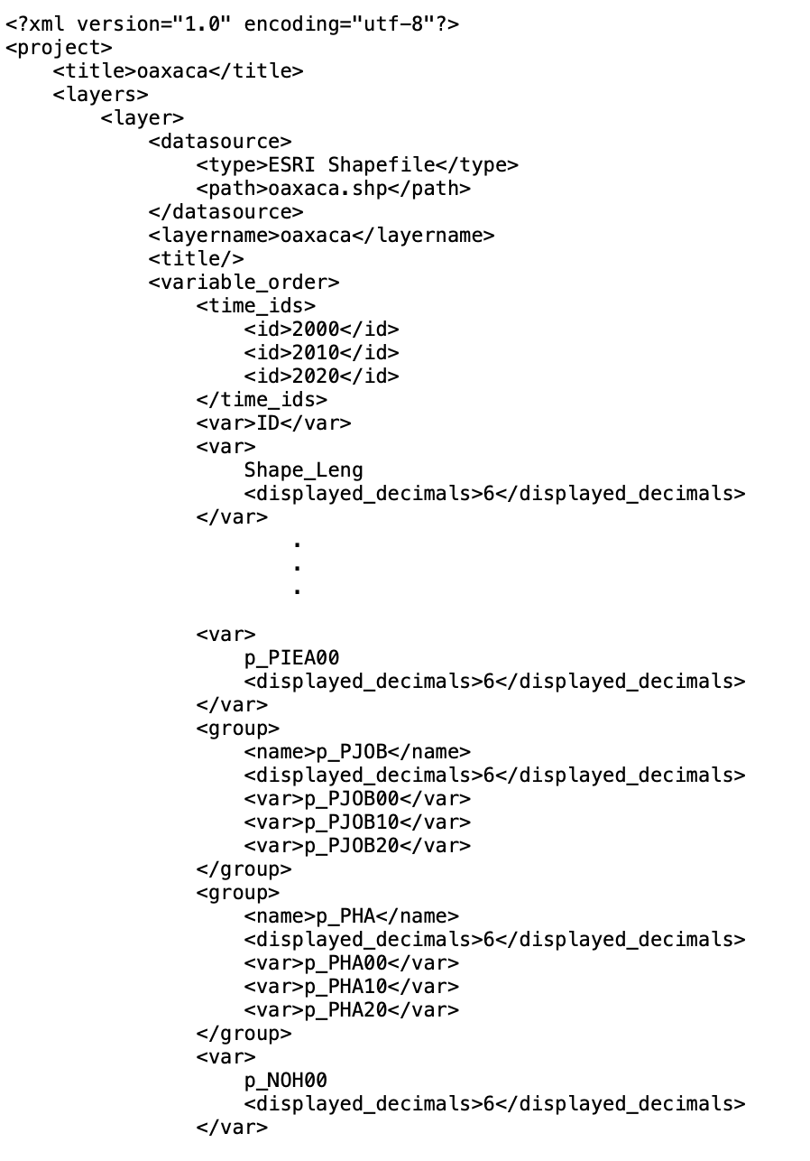 Grouped variables in project file