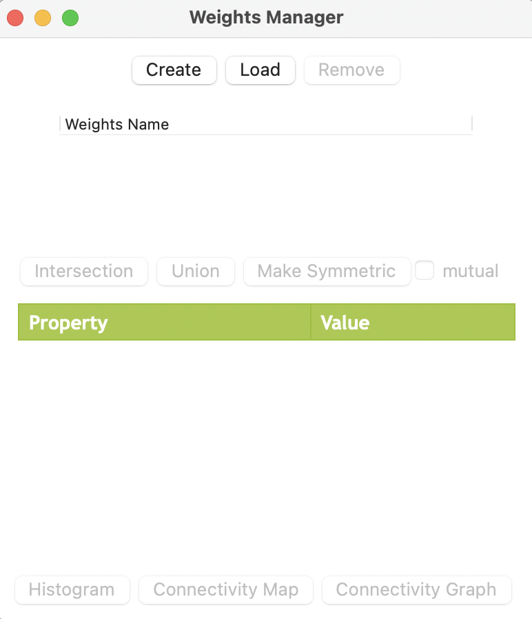 Weights Manager interface
