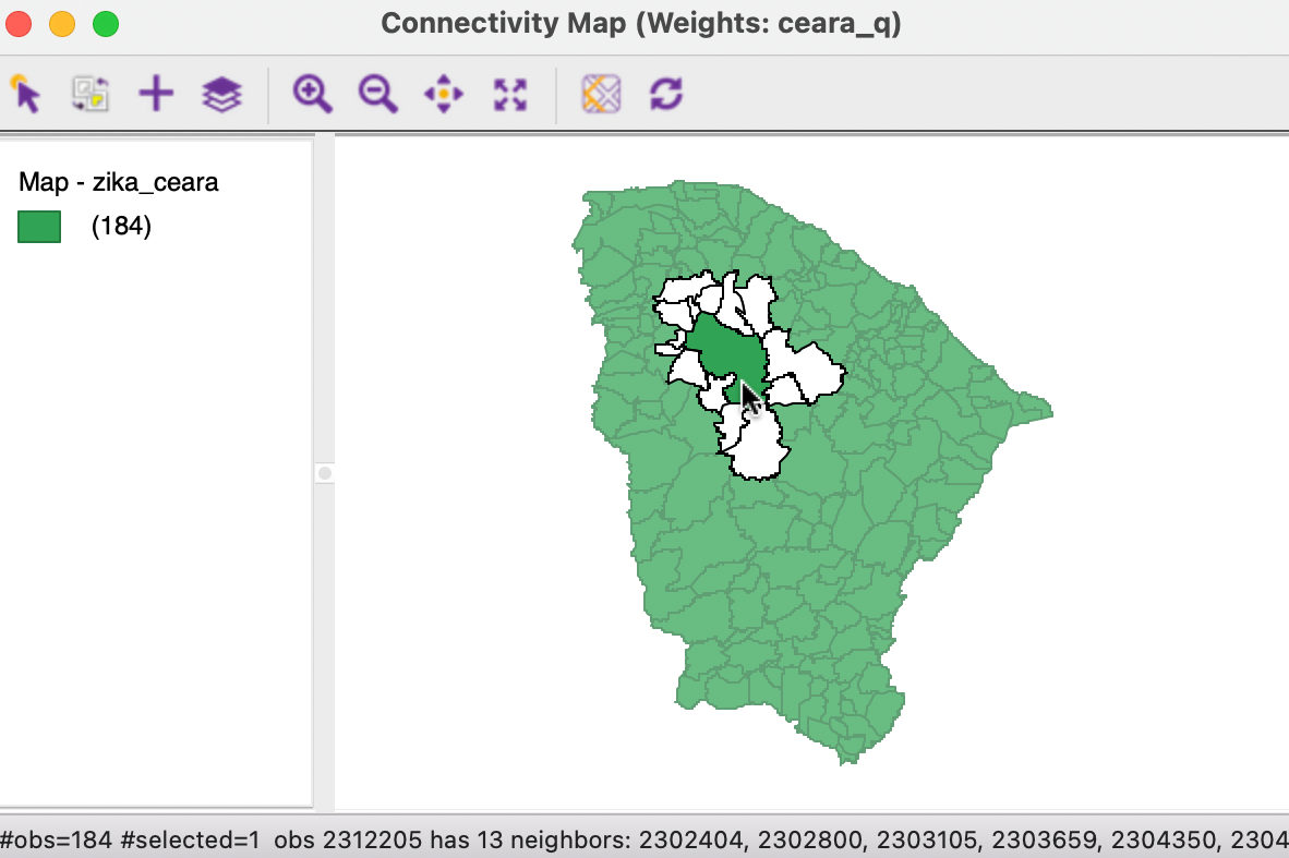 Connectivity map for queen contiguity