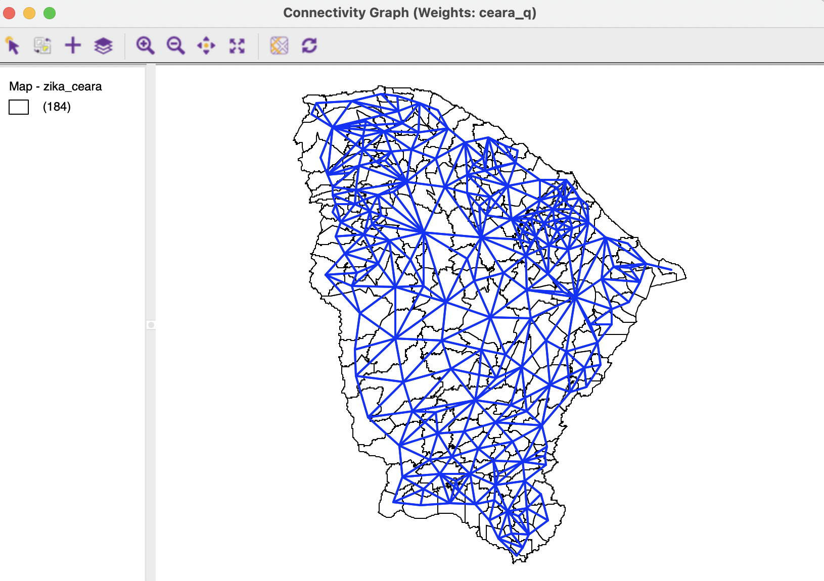 Connectivity graph for queen contiguity