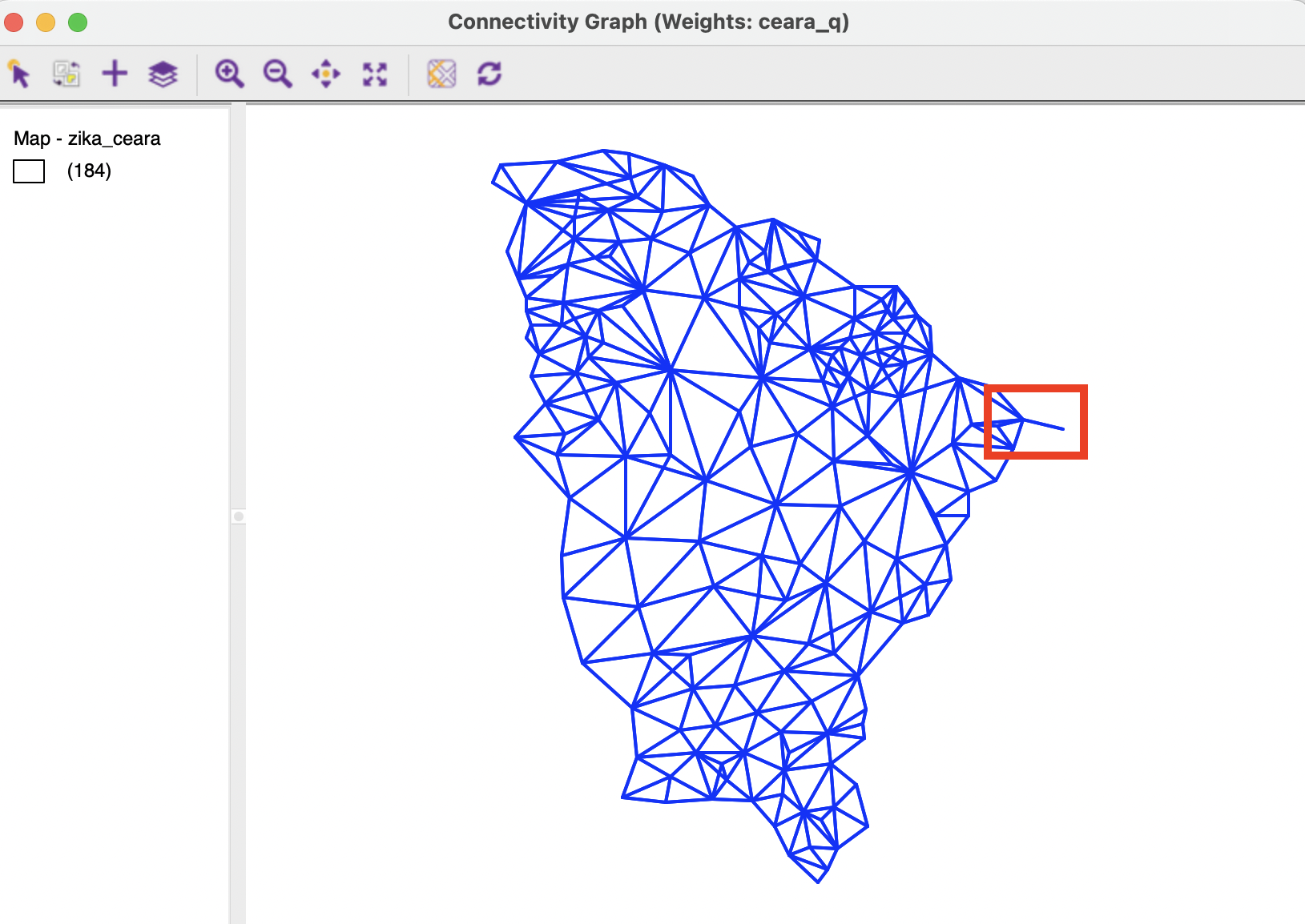 Connectivity graph for queen contiguity without map