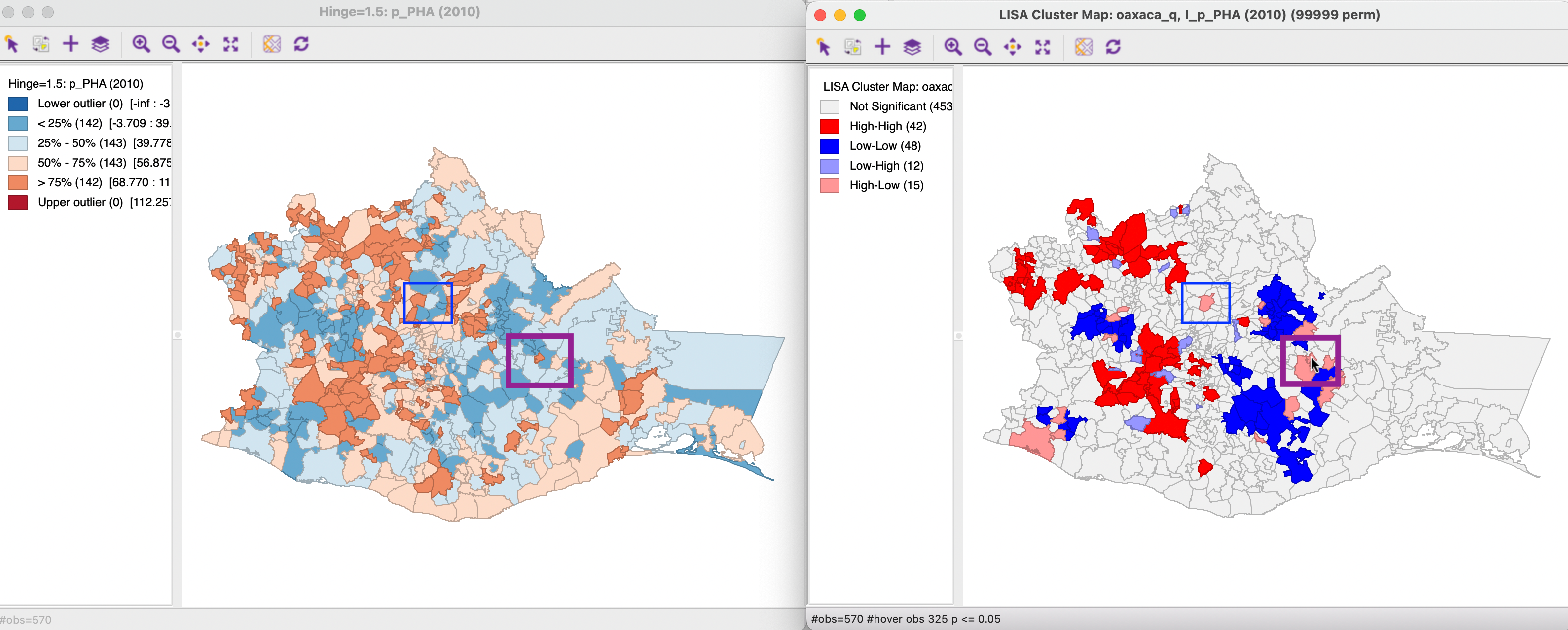 High-Low spatial outlier location