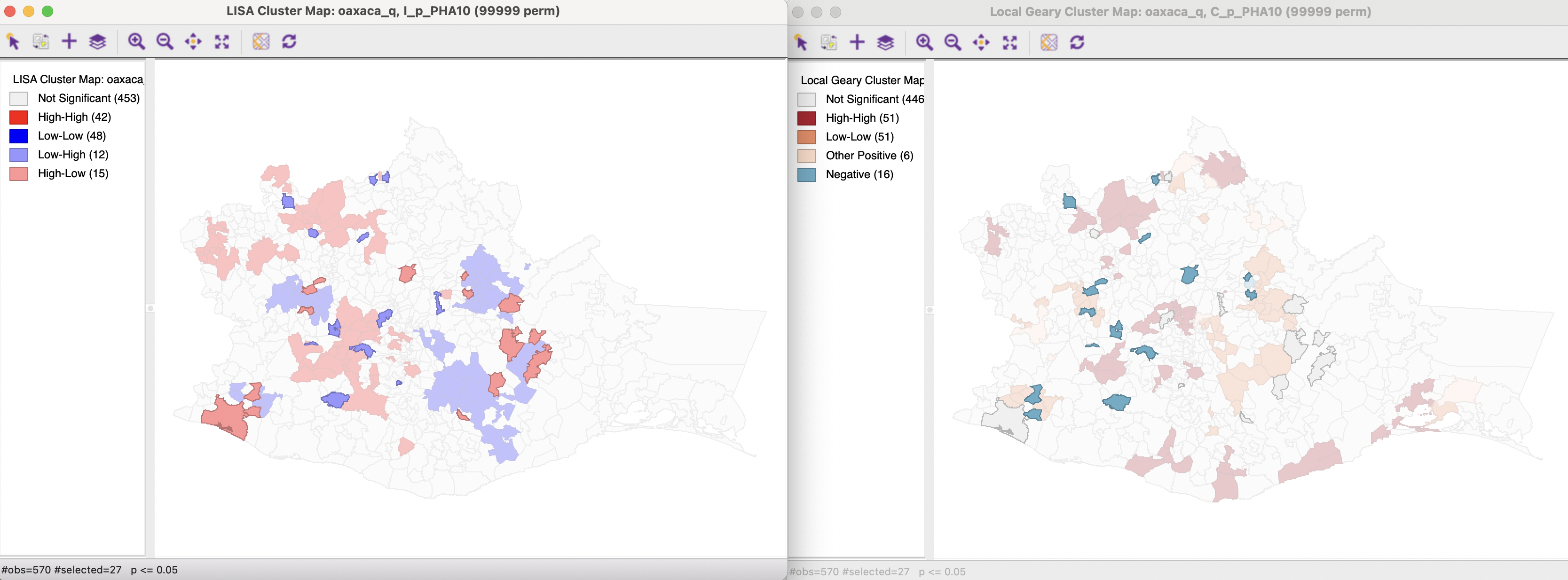 Local Moran and Local Geary - spatial outliers