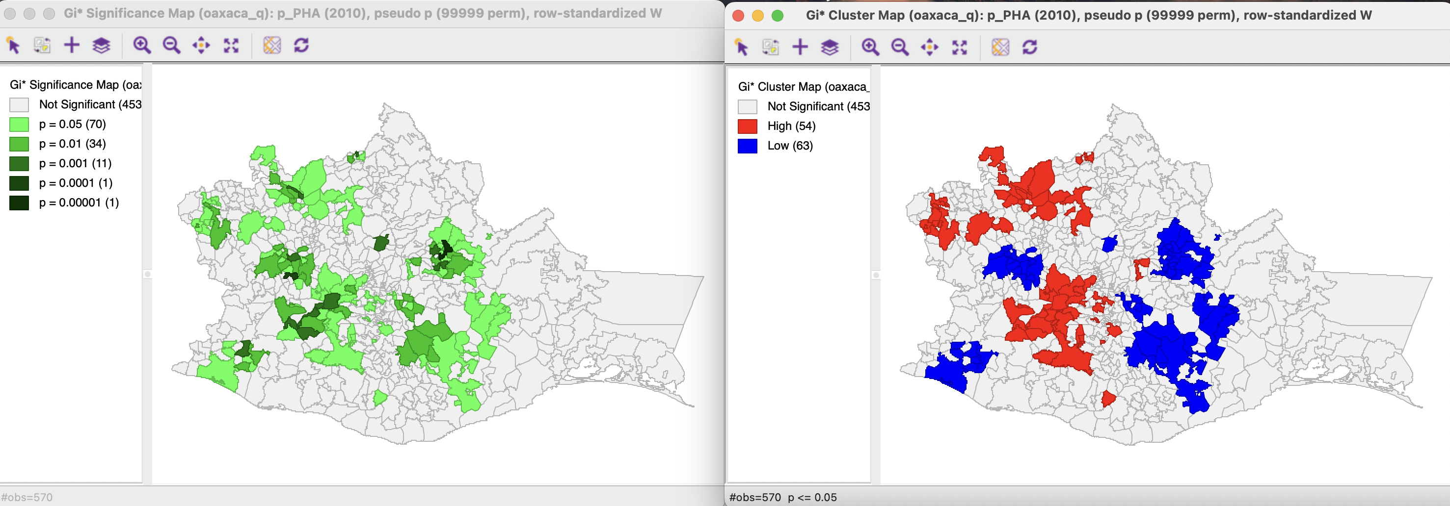 Gi* signficance map and cluster map