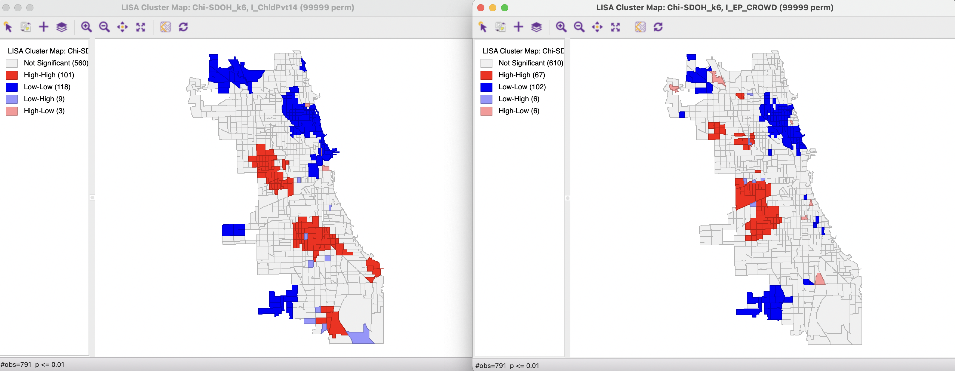 Local Moran cluster map - Child Poverty and Crowded Housing