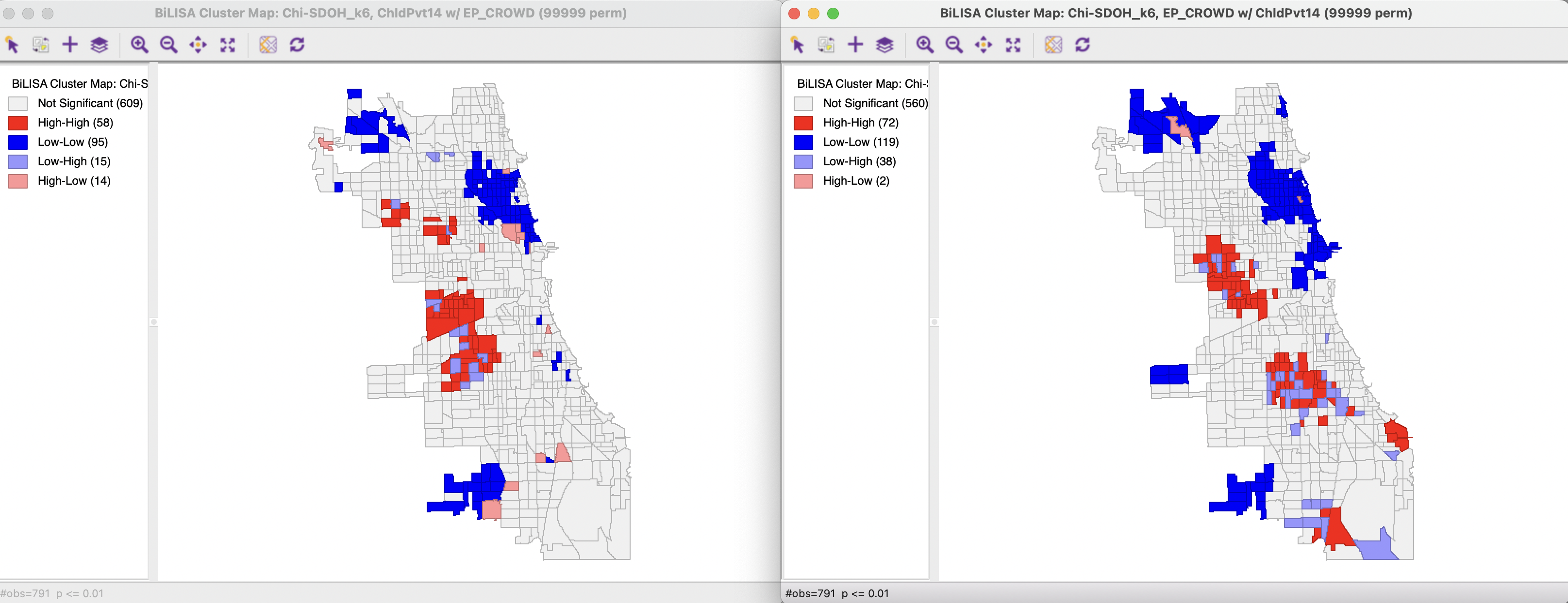 Bivariate Local Moran cluster map - Child Poverty and Crowded Housing