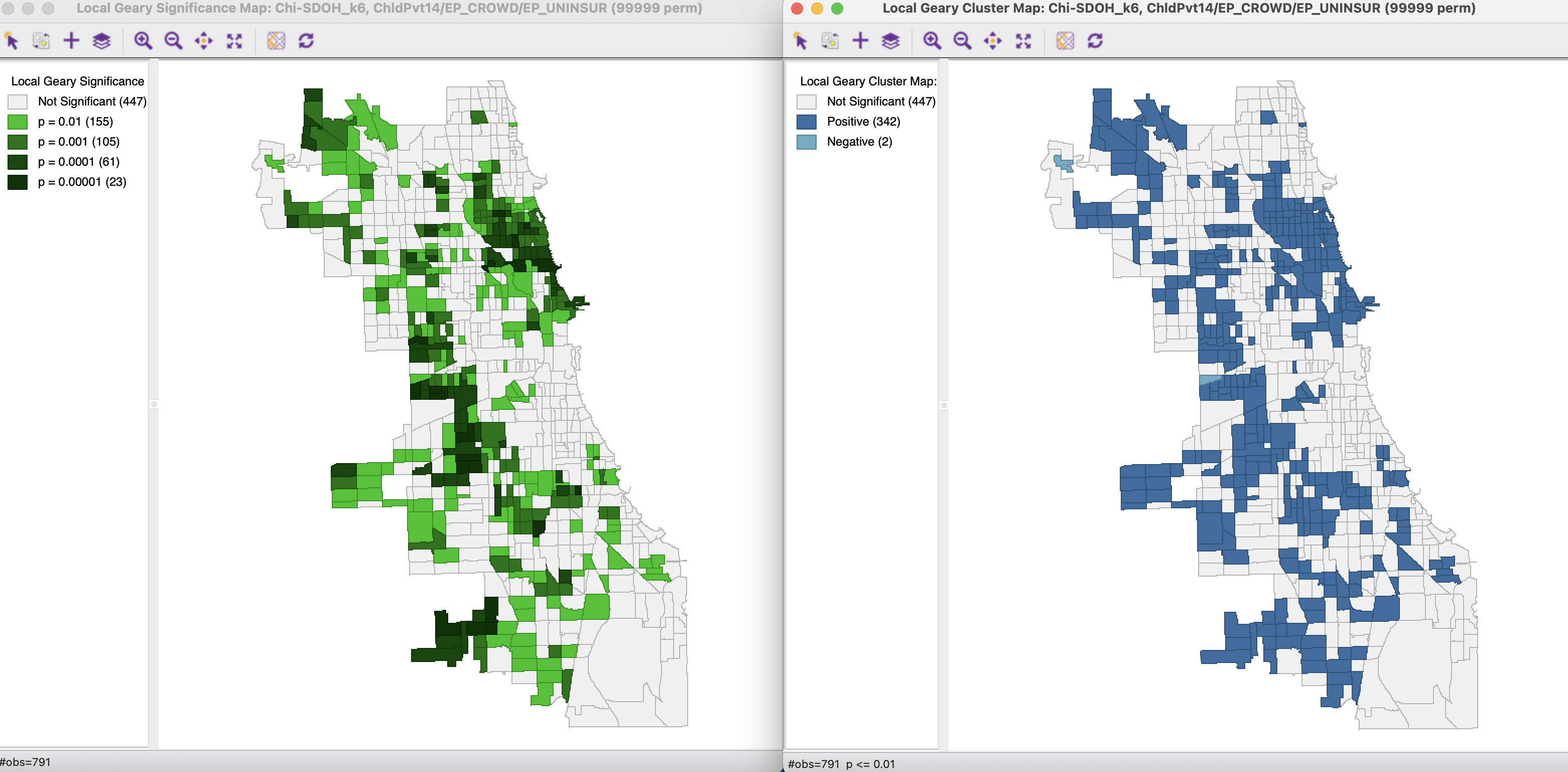 Multivariate Local Geary cluster map - Child Poverty, Crowded Housing, Uninsured