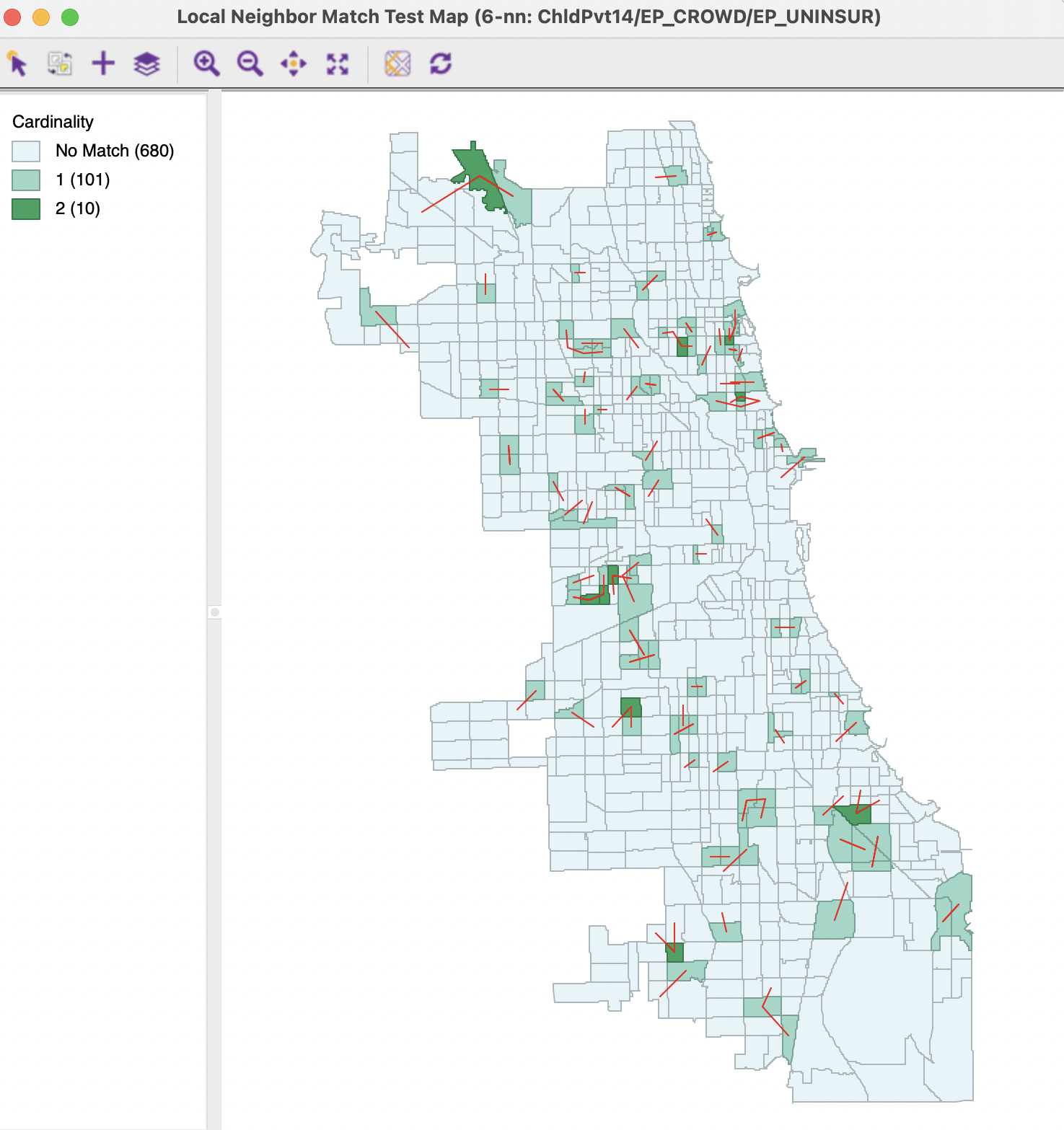 Local neighbor match cardinality map