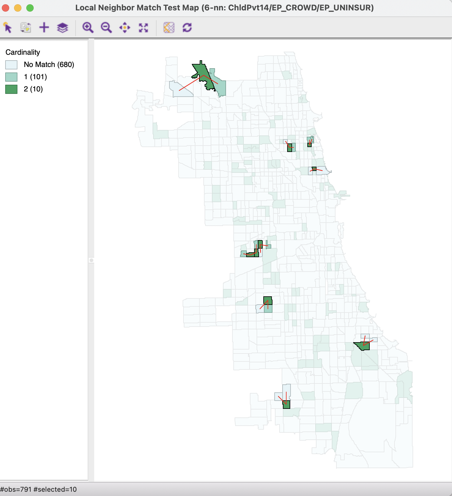 Local neighbor match significance map