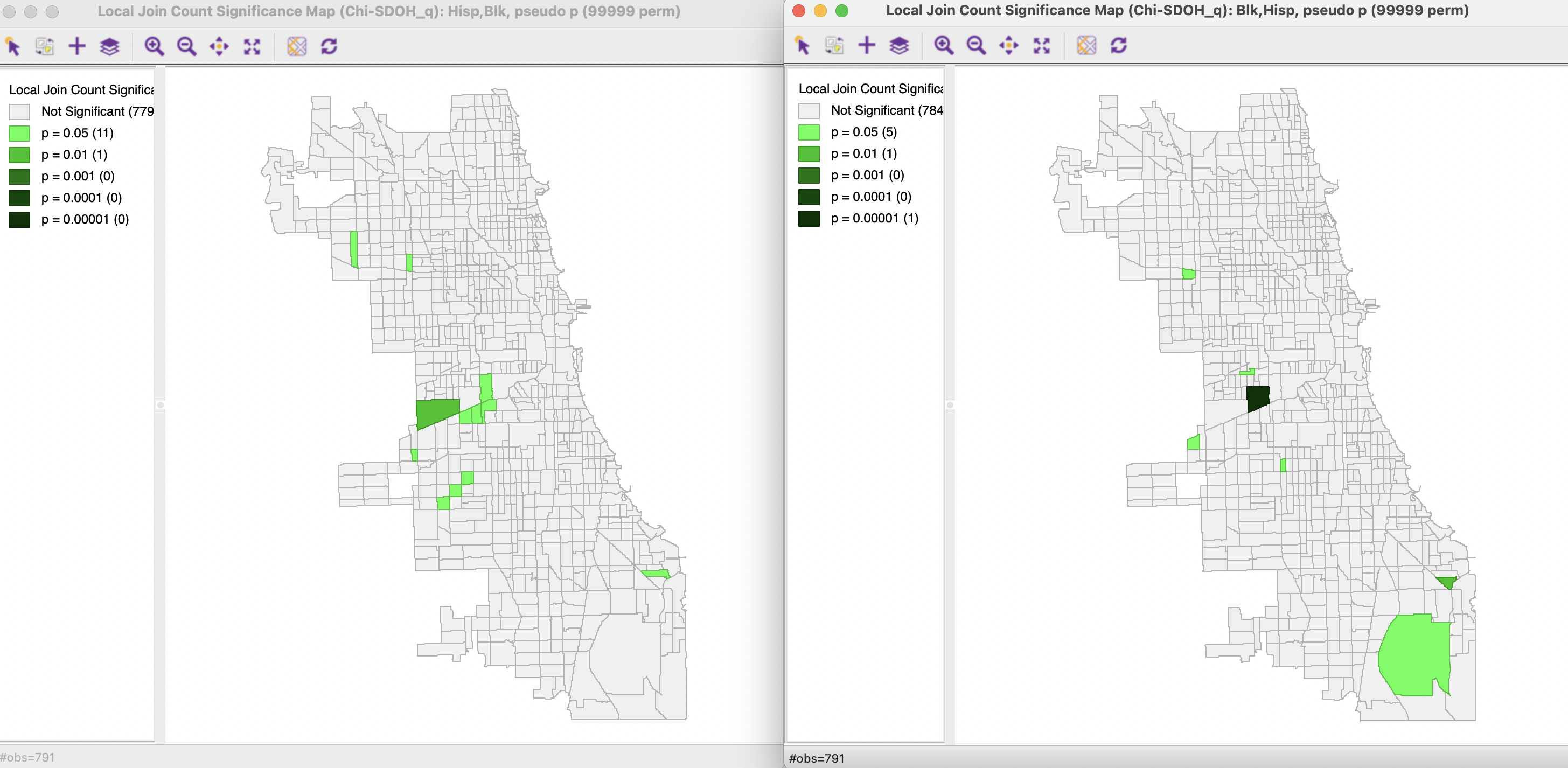 Bivariate Local Join Count Significance Map