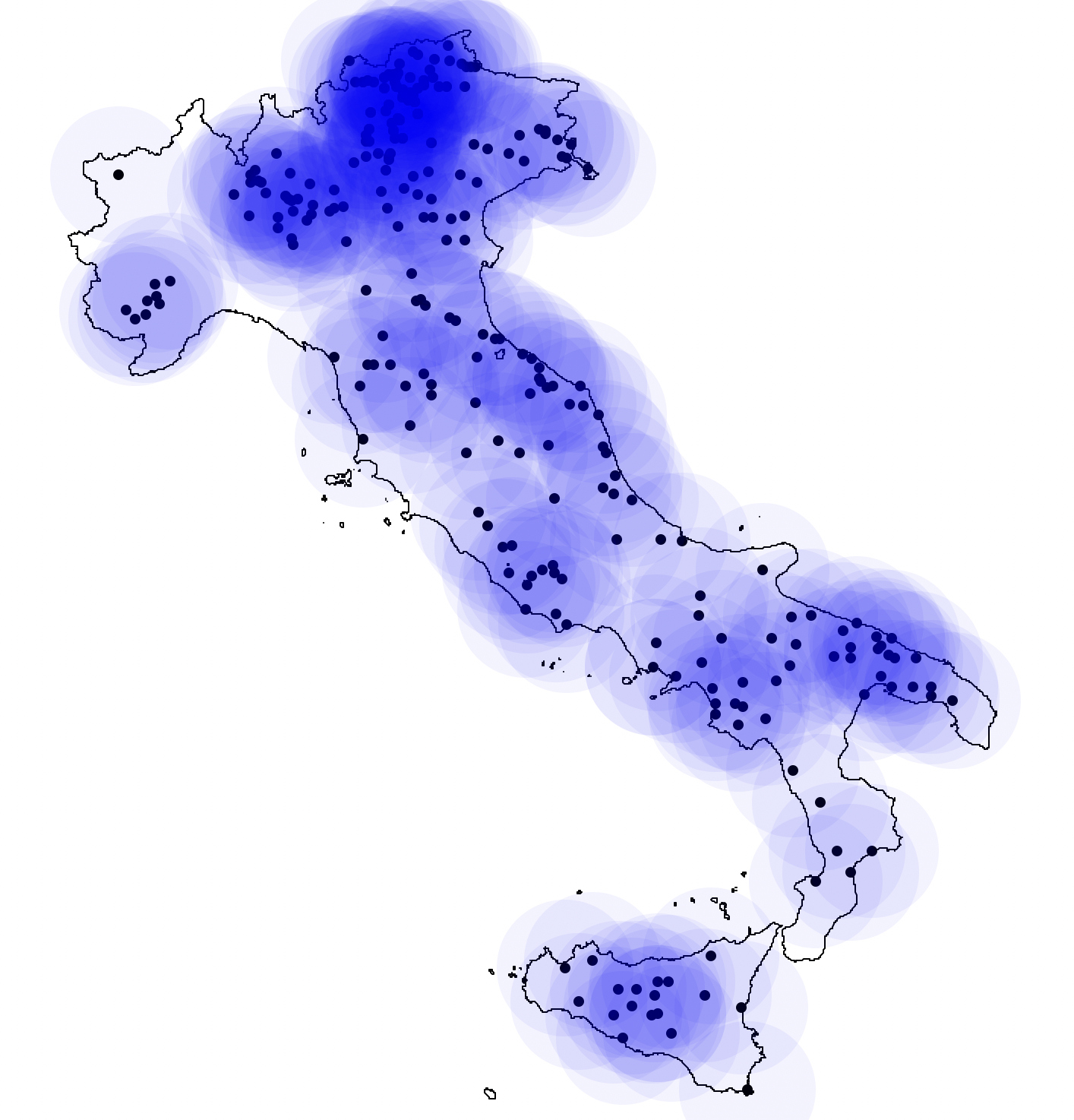 Heat Map with Bandwidth 73km