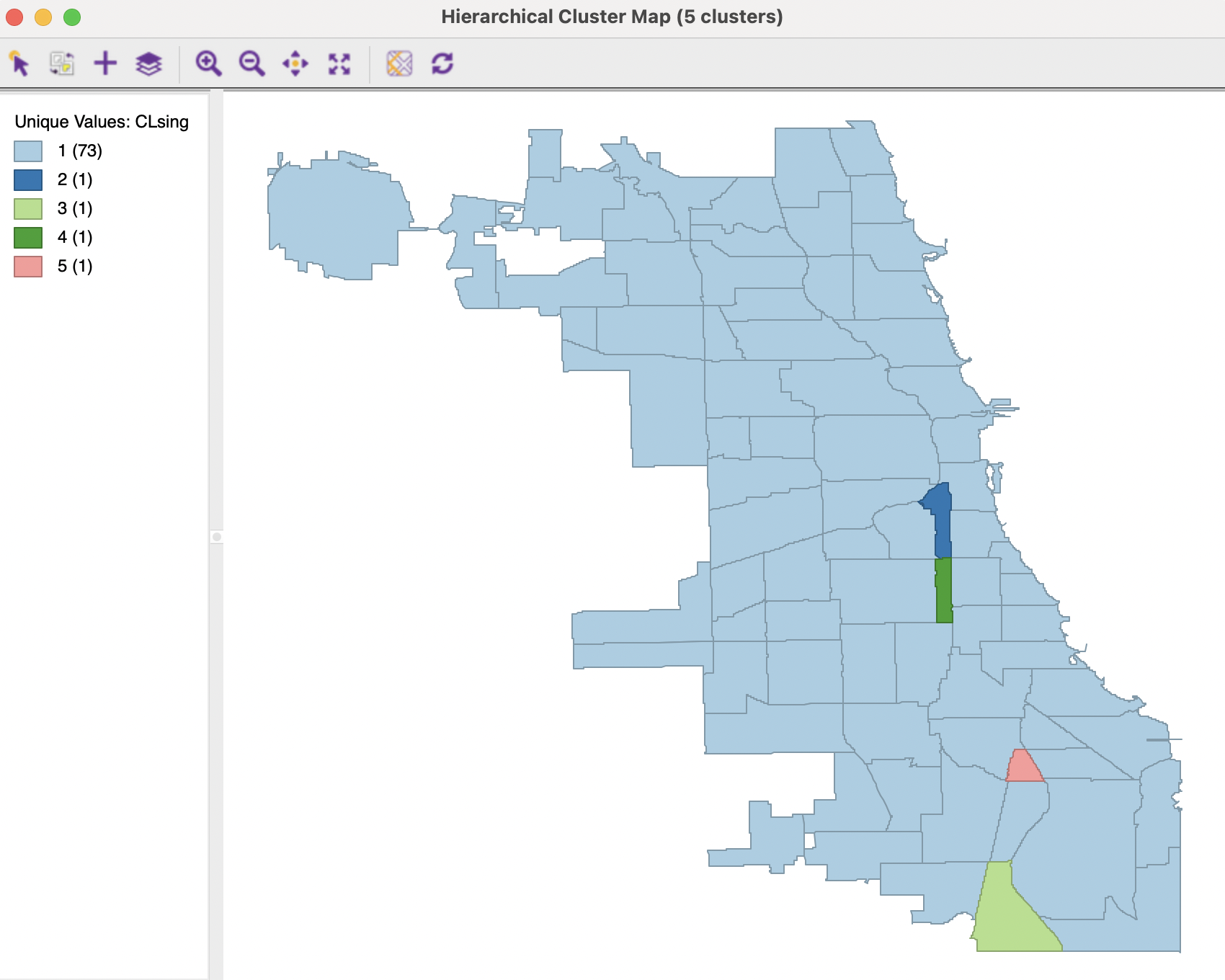 Cluster Map - Single Linkage, k=5