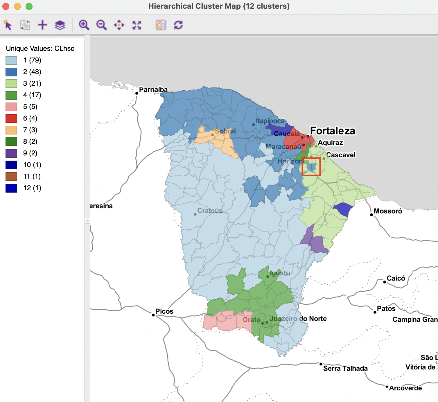 SCHC cluster map