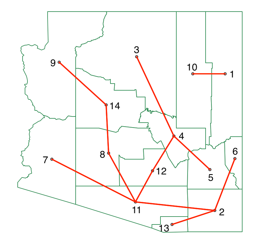 SKATER minimum spanning tree - first split