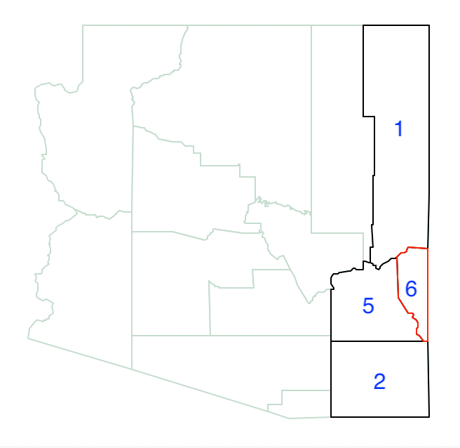 Arizona max-p growth, start with 6