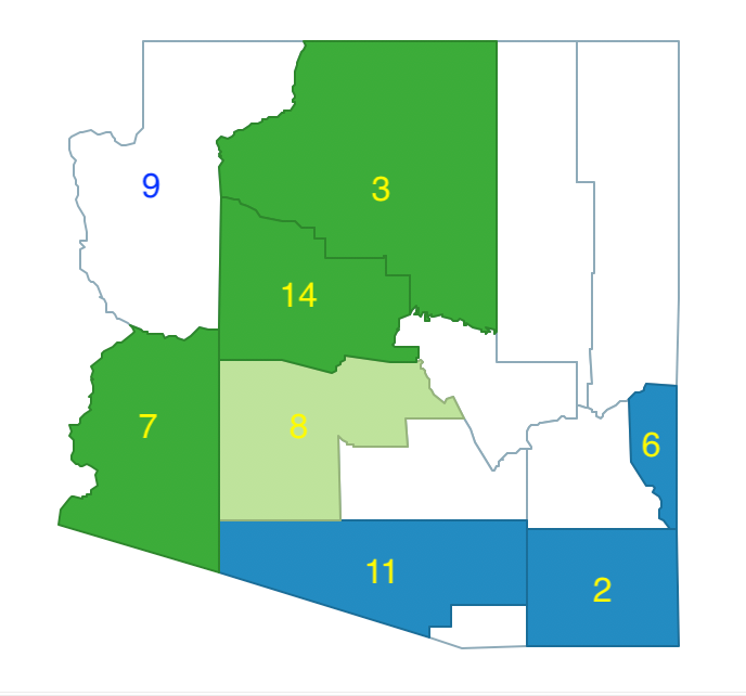Arizona max-p growth phase - region 1, 2, 3