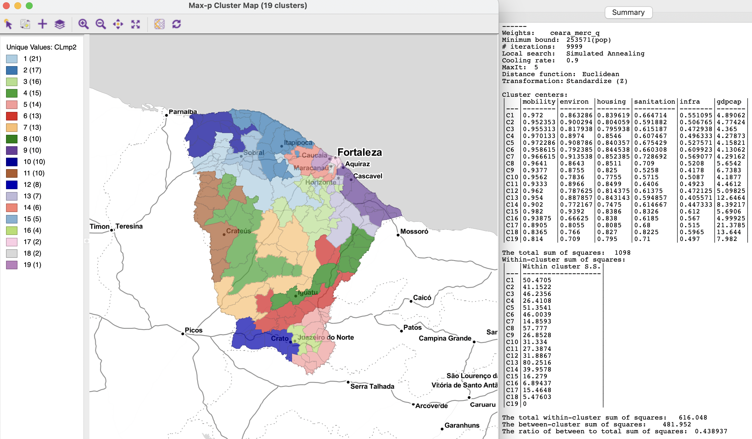 Ceará max-p regions with population bound 253,571