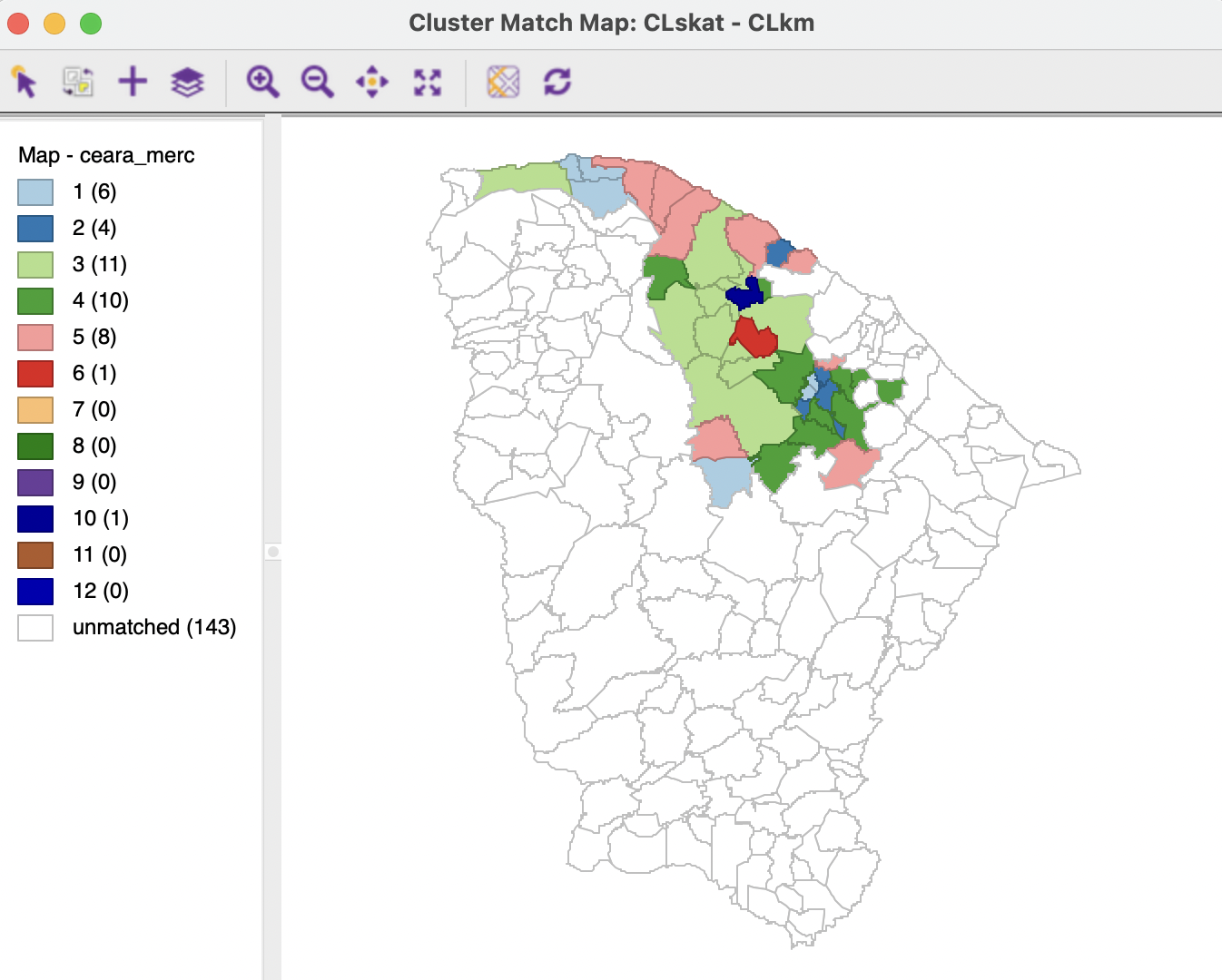 Cluster Match Map - SKATER and K-MEANS